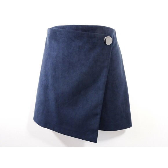 Theory Women's IWG Wrap Skirt Brilliant Navy Fulton Fuax Suede Skirt NWT 195 P - Picture 5 of 12